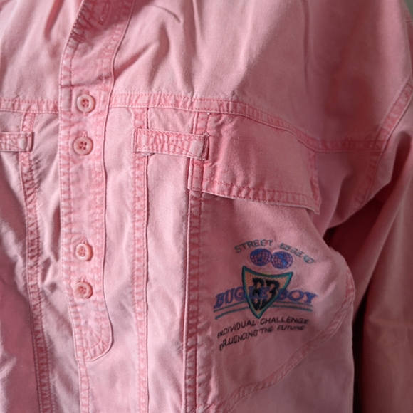 Vintage Bugle Boy embroidered samon bottom down shirt, men's medium - Picture 6 of 10